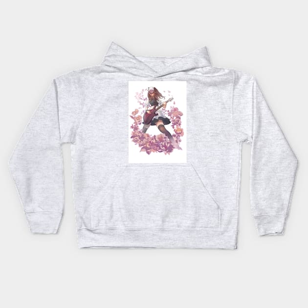 bandmaid guitar flower Kids Hoodie by joearc